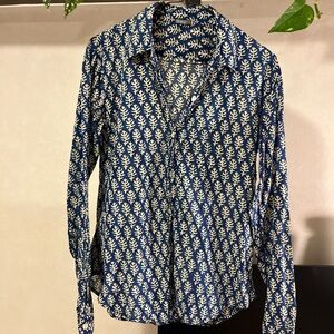 MATTA NY blue and beige button up